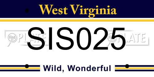 SIS025 West Virginia License Plate