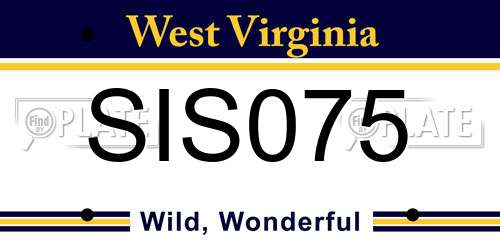 SIS075 West Virginia License Plate