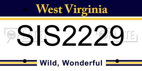 SIS2229 West Virginia License Plate