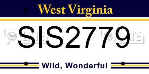 SIS2779 West Virginia License Plate