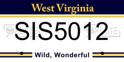 SIS5012 West Virginia License Plate