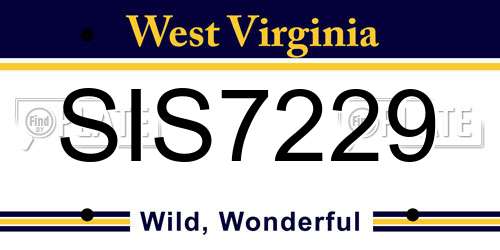SIS7229 West Virginia License Plate