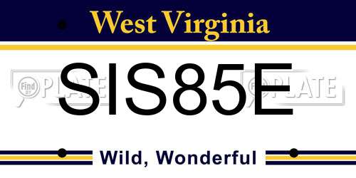 SIS85E West Virginia License Plate