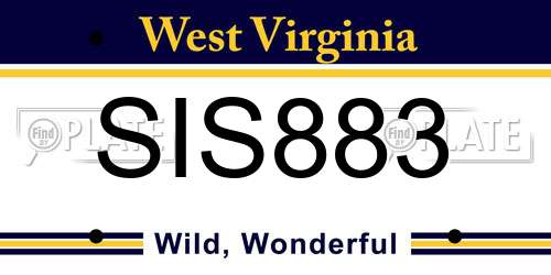 SIS883 West Virginia License Plate