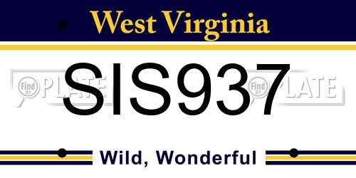 SIS937 West Virginia License Plate