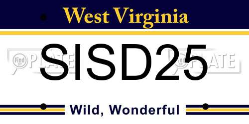 SISD25 West Virginia License Plate