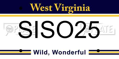SISO25 West Virginia License Plate
