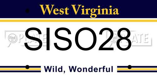 SISO28 West Virginia License Plate
