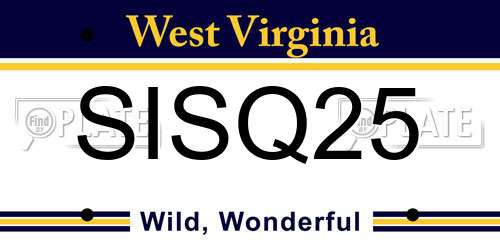 SISQ25 West Virginia License Plate