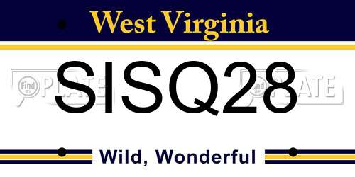 SISQ28 West Virginia License Plate