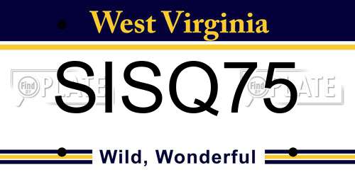 SISQ75 West Virginia License Plate