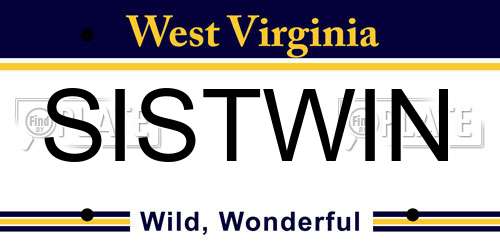 SISTWIN West Virginia License Plate