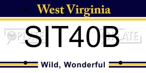 SIT40B West Virginia License Plate
