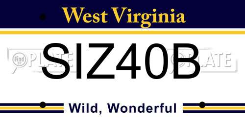 SIZ40B West Virginia License Plate