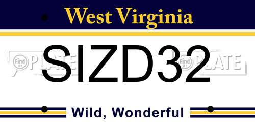 SIZD32 West Virginia License Plate
