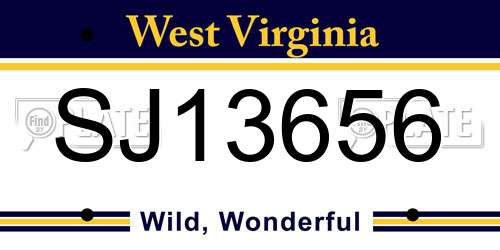 SJ13656 West Virginia License Plate