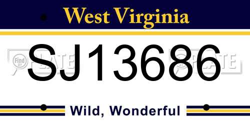 SJ13686 West Virginia License Plate