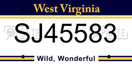 SJ45583 West Virginia License Plate