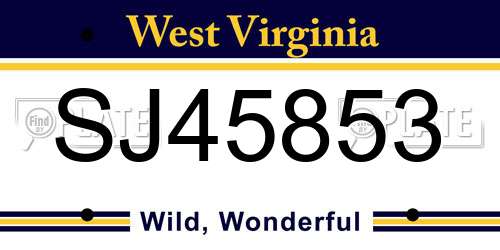 SJ45853 West Virginia License Plate