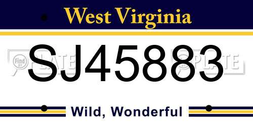 SJ45883 West Virginia License Plate