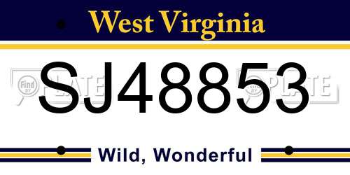 SJ48853 West Virginia License Plate