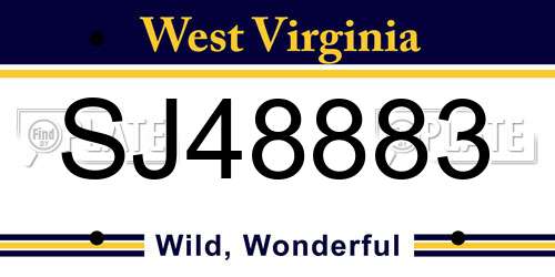 SJ48883 West Virginia License Plate