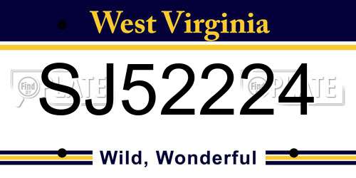 SJ52224 West Virginia License Plate