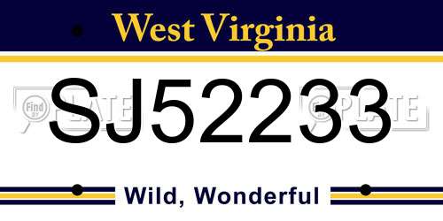 SJ52233 West Virginia License Plate