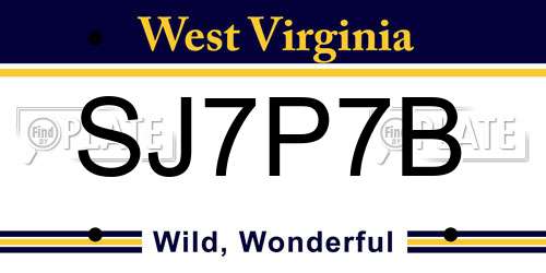 SJ7P7B West Virginia License Plate
