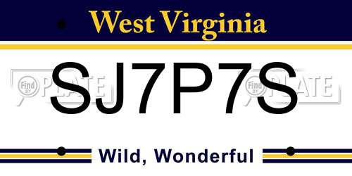 SJ7P7S West Virginia License Plate