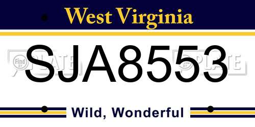 SJA8553 West Virginia License Plate