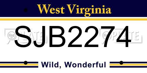 SJB2274 West Virginia License Plate