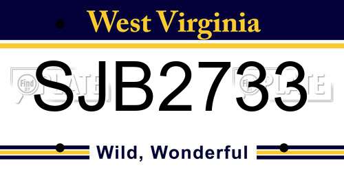 SJB2733 West Virginia License Plate