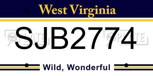 SJB2774 West Virginia License Plate