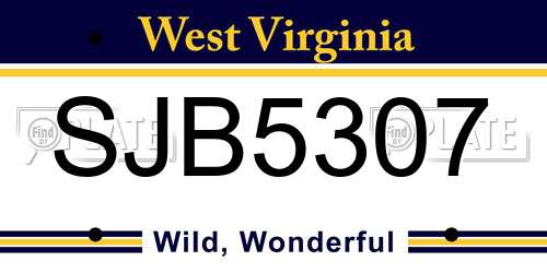SJB5307 West Virginia License Plate