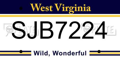 SJB7224 West Virginia License Plate