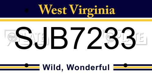 SJB7233 West Virginia License Plate