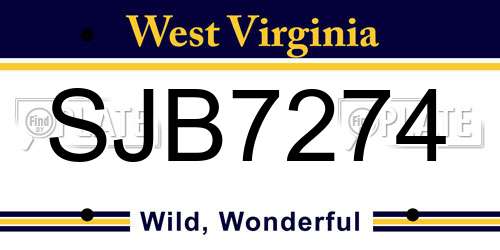 SJB7274 West Virginia License Plate