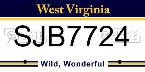 SJB7724 West Virginia License Plate