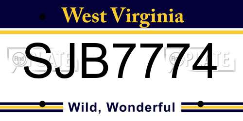 SJB7774 West Virginia License Plate