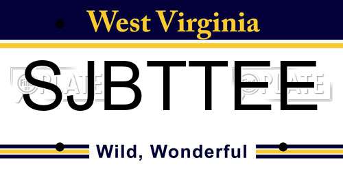 SJBTTEE West Virginia License Plate