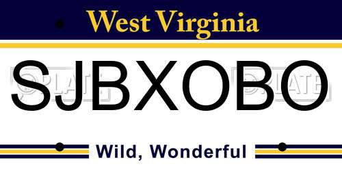 SJBXOBO West Virginia License Plate