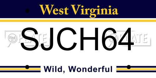 SJCH64 West Virginia License Plate
