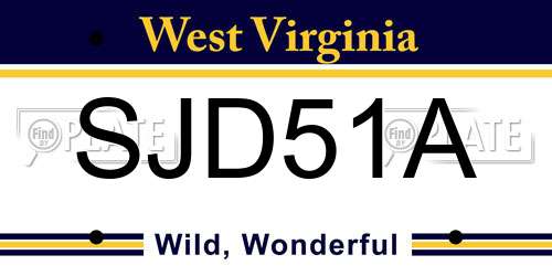 SJD51A West Virginia License Plate