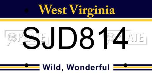 SJD814 West Virginia License Plate