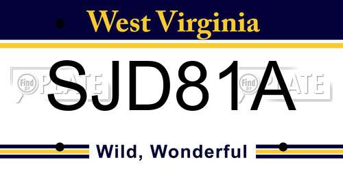 SJD81A West Virginia License Plate