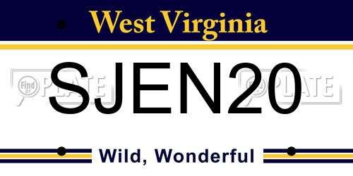 SJEN20 West Virginia License Plate