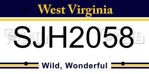 SJH2058 West Virginia License Plate