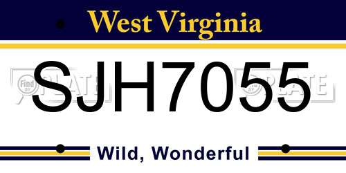 SJH7055 West Virginia License Plate