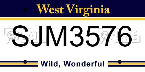 SJM3576 West Virginia License Plate